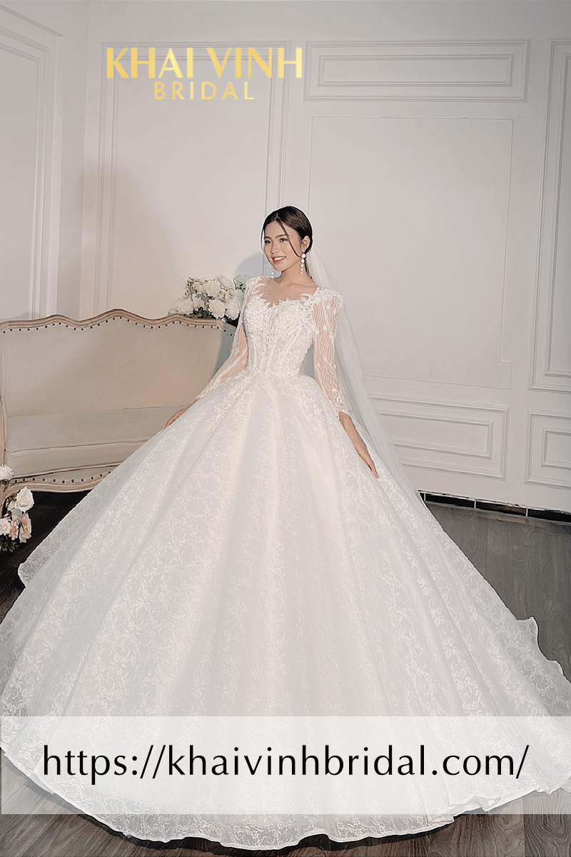 kèm ảnh thật] Váy cưới tay dài, bồng bềnh 💗💗 | Shopee Việt Nam
