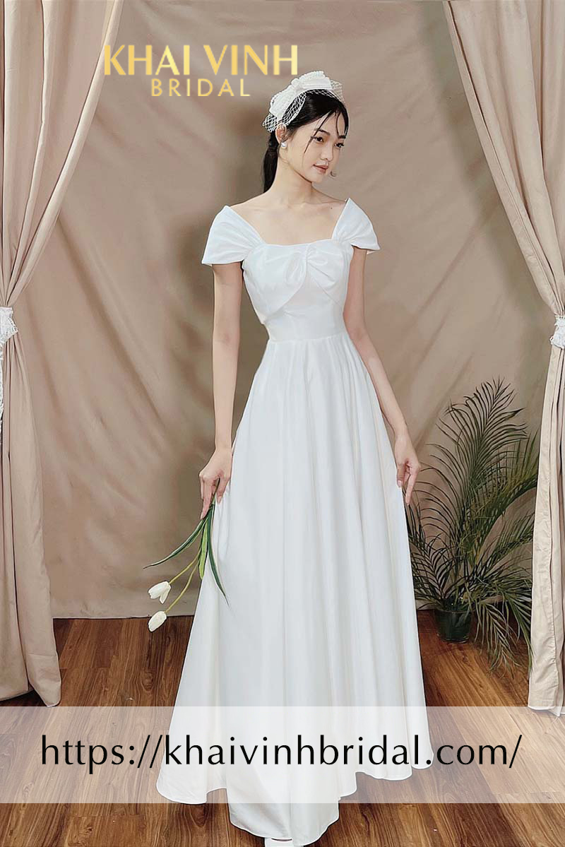 Váy cưới đơn giản dây thắt ôm dáng sang trọng, Váy trắng cô dâu thiết kế. -  Áo cưới | ThờiTrangNữ.vn