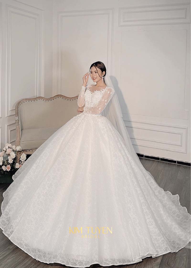 Váy cưới làm lễ luxury LT327 - VÁY CƯỚI CAO CẤP LINH NGA BRIDAL