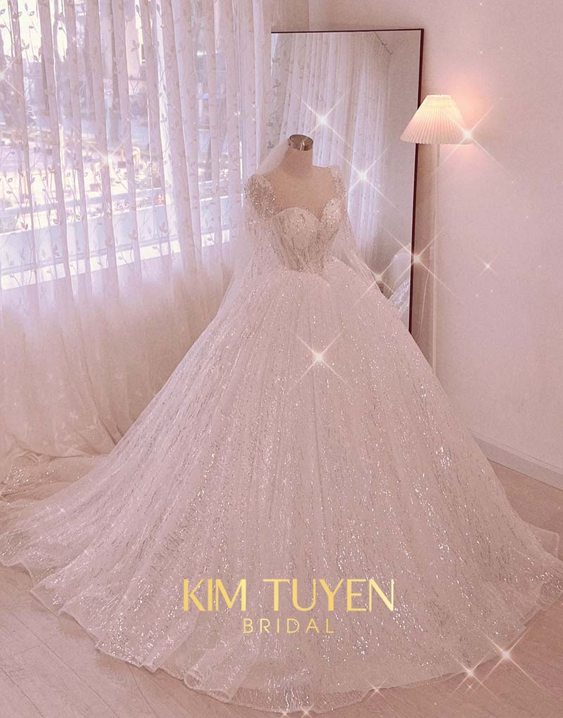 C2023-SC602 - off the shoulder swarovski crystal beaded fit-to-flare wedding  gown | Custom wedding dress, Beautiful wedding dresses, Designer wedding  gowns